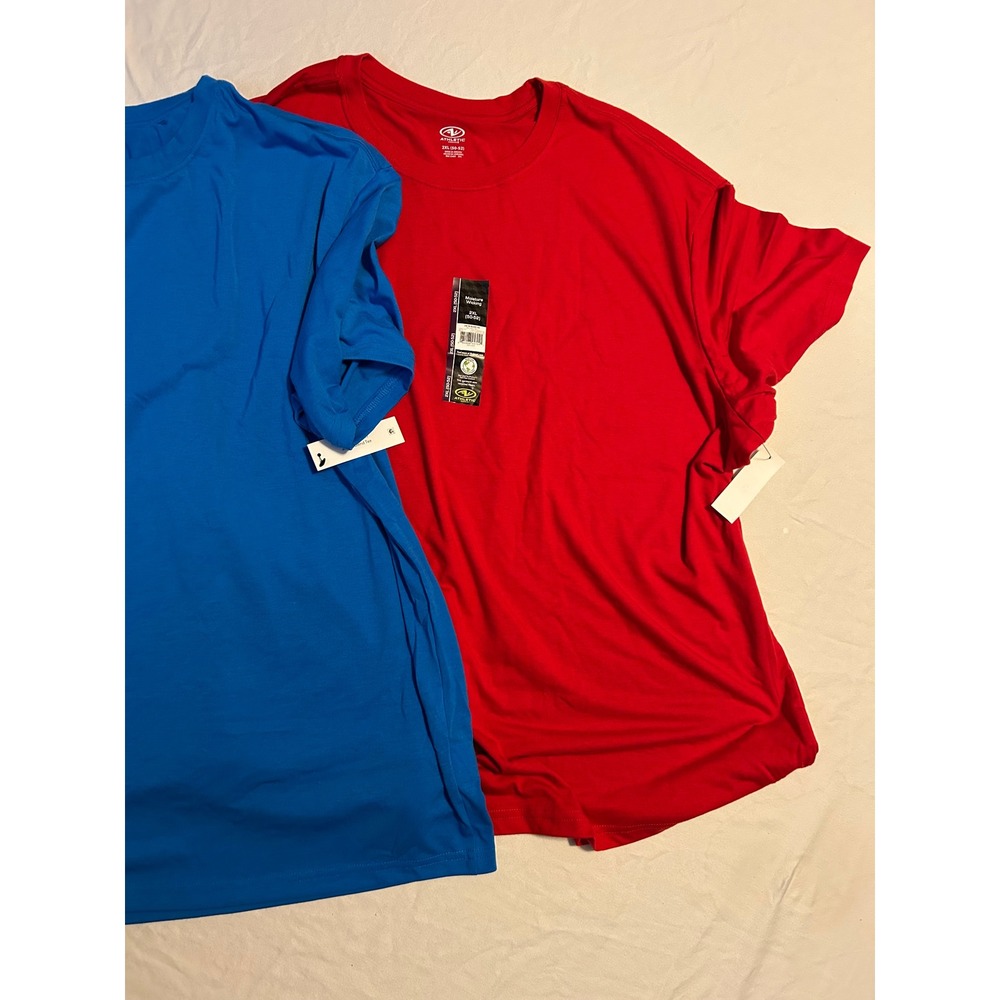 Athletic Works Mens 2XL Tri-Blend T-Shirt 2-Pack Red Blue Moisture Wicking NEW